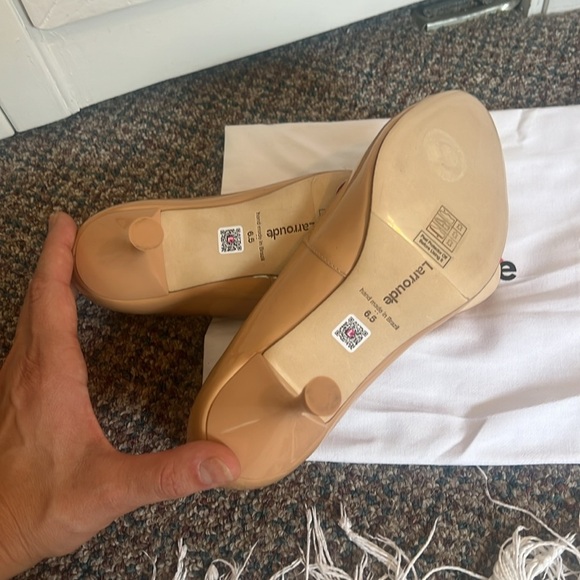 LARROUDE Patent Leather Michelle Lo stiletto Pumps shoes 6.5M - Picture 8 of 9